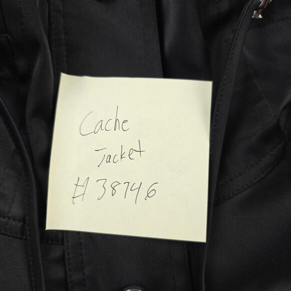 Cache Jacket Womens Medium Black Funnel Collar Drawstring Zip Pockets Snap Front - Picture 11 of 11